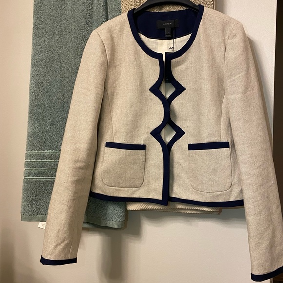 J. Crew Scallop Linen Jacket - Picture 2 of 9